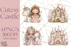 Princess and Unicorn Clip Art PNG Magical Mini World Product Image 1