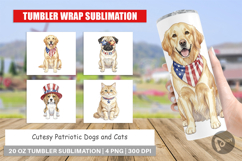 Cutesy Patriotic Dogs and Cats Tumbler Product Image 1