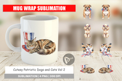 Cutesy Patriotic Dogs and Cats Mug Wrap Product Image 1
