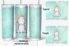 20 oz Tumbler Sublimation Wrap PNG | Cute Unicorn Glitter Product Image 1