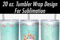 20 oz Tumbler Sublimation Wrap PNG | Cute Unicorn Glitter Product Image 2