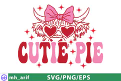 Valentine Cutie Pie SVG PNG T-shirt Design Product Image 2