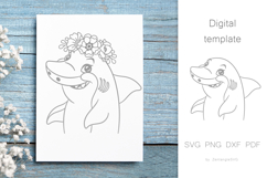 Shark in flower crown, Cute Baby Animal SVG cut files Product Image 1