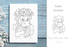Farm Cow in flower crown, Cute Baby Animal SVG cut files Product Image 1