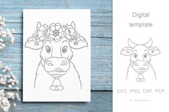 Farm Cow in flower crown, Cute Baby Animal SVG cut files Product Image 1