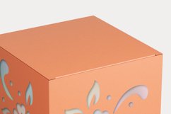 Cuttable Cube Candy Box with Ornate Flower Shaped Holes SVG