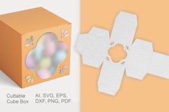 Cuttable Cube Favor Box Retro Floral Window Holes SVG