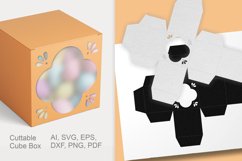 Cuttable Cube Favor Box Retro Floral Window Holes SVG