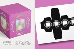 Cuttable Cube Favor Box with Decorated Square Window SVG