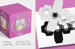 Cuttable Cube Favor Box with Decorated Square Window SVG