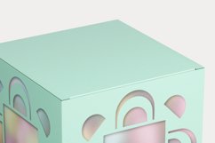Cuttable Cube Favor Box with Decorated Window Holes SVG