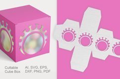 Cuttable Cube Favor Box with Round Window Holes and Dots SVG