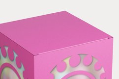 Cuttable Cube Favor Box with Round Window Holes and Dots SVG