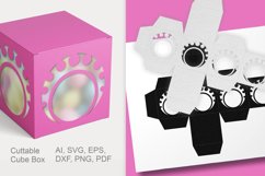 Cuttable Cube Favor Box with Round Window Holes and Dots SVG