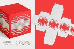 Cuttable Cube Gift Box with Window Hole and Stars and Lines