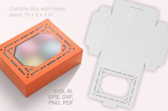 Cuttable Rectangular Favor Box Decorated Octagon Window SVG