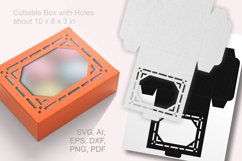 Cuttable Rectangular Favor Box Decorated Octagon Window SVG
