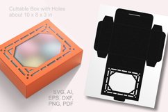 Cuttable Rectangular Favor Box Decorated Octagon Window SVG