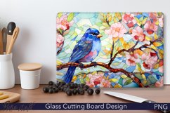Glass Cutting Board Design | Bird and Flowers PNG Product Image 1