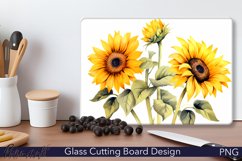 Glass Cutting Board Design | Watercolor Sunflowers | Summer Product Image 1