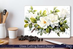 Glass Cutting Board Design | Gardenia flowers Design Product Image 1