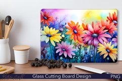 Glass Cutting Board Design | Colorful Osteospermum Product Image 1