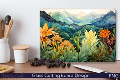 Glass Cutting Board Design | Watercolor Mountains | Tropical Product Image 1