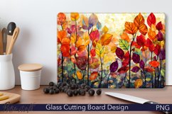 Glass Cutting Board Design | Mosaic Watercolor Leaves Product Image 1