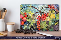Glass Cutting Board Design | Watercolor Leaves | Berries Product Image 1