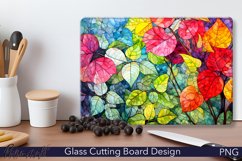 Glass Cutting Board Design | Colorful Leaves PNG Product Image 1