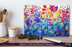 Glass Cutting Board Design | Watercolor Leaves | Blue &amp; Pink Product Image 1