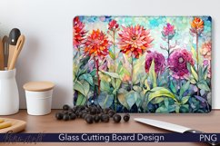 Glass Cutting Board Design | Pink Flowers | Watercolor Product Image 1