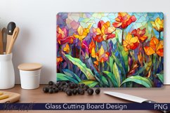 Glass Cutting Board Design | Orange Flowers | Watercolor Product Image 1