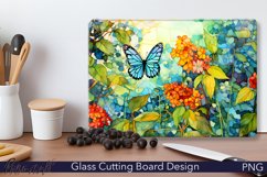 Glass Cutting Board Design | Watercolor Leaves | Butterfly Product Image 1