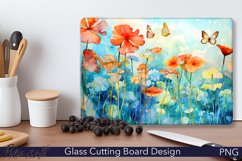 Glass Cutting Board Design | Watercolor Flowers | Butterfly Product Image 1