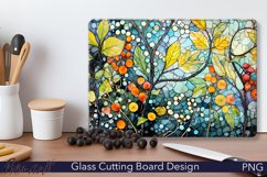 Glass Cutting Board Design | Watercolor Leaves | Berries PNG Product Image 1