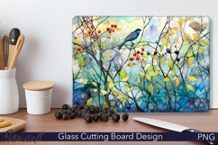 Glass Cutting Board Design | Watercolor Leaves | Bird Product Image 1