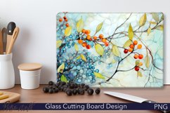 Glass Cutting Board Design | Watercolor Leaves | Blue Product Image 1