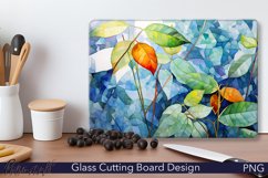 Glass Cutting Board Design | Watercolor Leaves | Blue Product Image 1