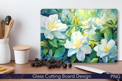 Glass Cutting Board Design | Watercolor Flowers | White Product Image 1