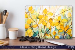 Glass Cutting Board Design | Watercolor Leaves | Yellow Product Image 1