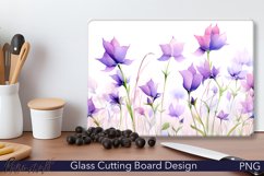 Glass Cutting Board Design | Watercolor Bellflower meadow Product Image 1