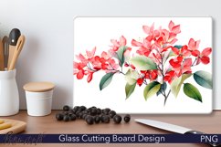 Glass Cutting Board Design | Watercolor Photinia Flowers Product Image 1