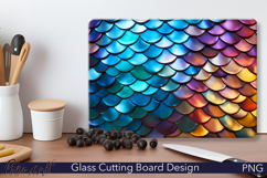 Scales Cutting Board Design | Blue and Orange Colors Product Image 1