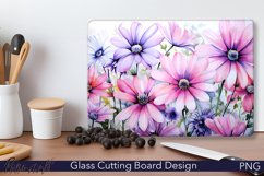 Glass Cutting Board Design | Pink Flowers Meadow Product Image 1