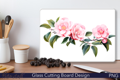 Glass Cutting Board Design | pink flowers | Floral Product Image 1
