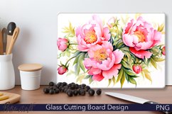 Glass Cutting Board Design | Watercolor Meadow | Peonies Product Image 1