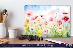 Glass Cutting Board Design | Watercolor Meadow | Pink Product Image 1