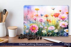 Glass Cutting Board Design | Colorful Spring Flowers Meadow Product Image 1