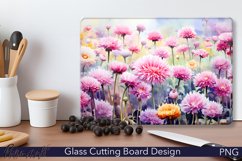 Glass Cutting Board Design | Watercolor Chrysanthemum PNG Product Image 1